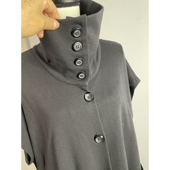 Comfy USA Black Stretch Poplin Funky Flated Button Shirt Tunic Size L - Picture 5 of 16